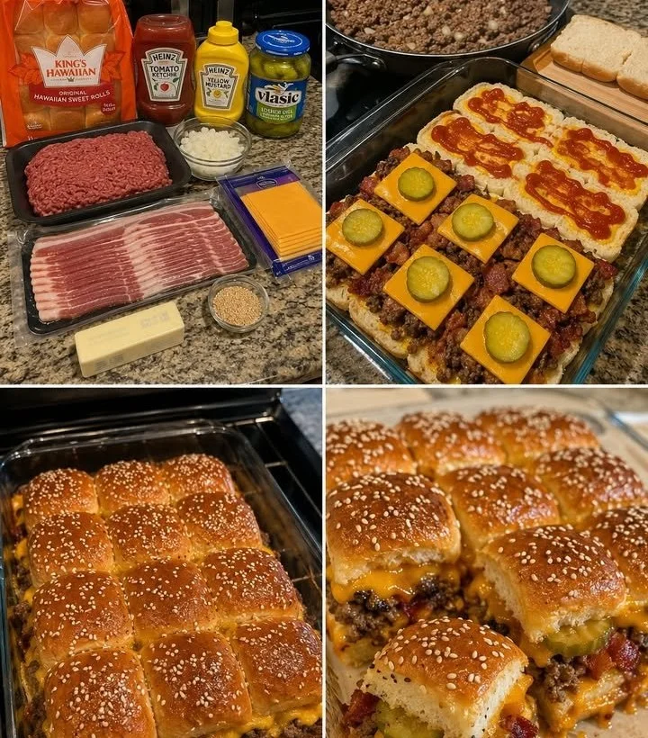 Delicious Bacon Cheeseburger Sliders served on a platter