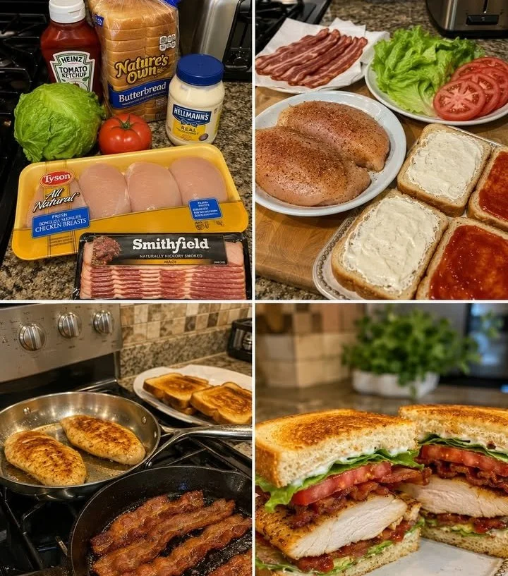A mouthwatering bacon chicken sandwich with crispy bacon and juicy chicken