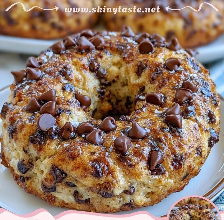 Delicious banana chocolate cottage cheese breakfast donuts on a plate