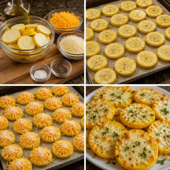 Cheesy baked squash rounds, a delicious side dish or snack option.