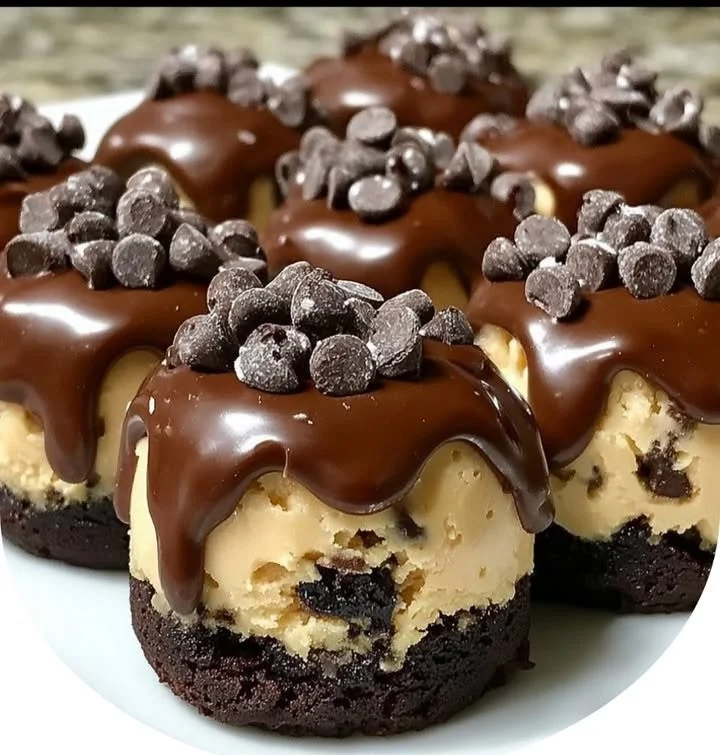 Delicious chocolate chip cookie dough brownie bites on a plate