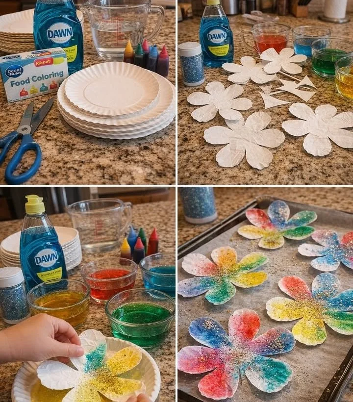 Colorful flower plates for vibrant table settings and decoration.