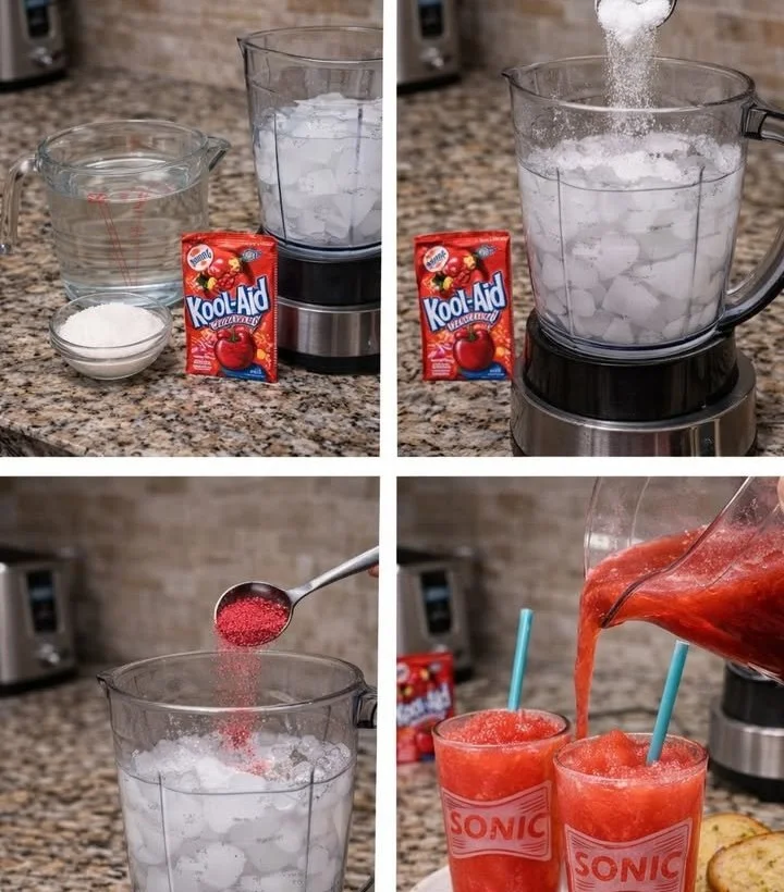 Homemade Copycat Sonic Slush in a colorful cup with ice and fruity flavors