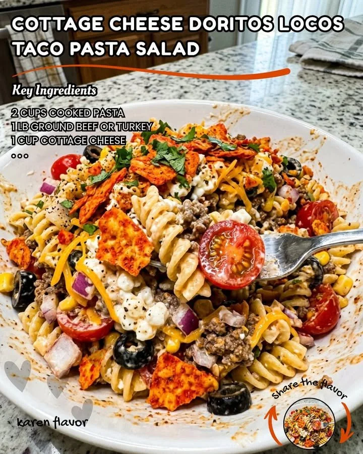Cottage Cheese Doritos Locos Taco Salad served in a vibrant bowl