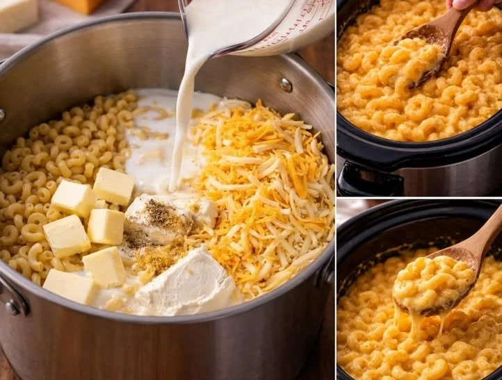 Creamy Crockpot Macaroni and Cheese in a slow cooker