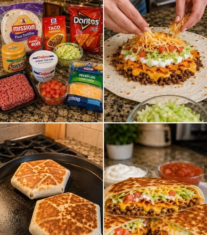 Crunchy Taco Wrap Melts filled with savory ingredients on a plate
