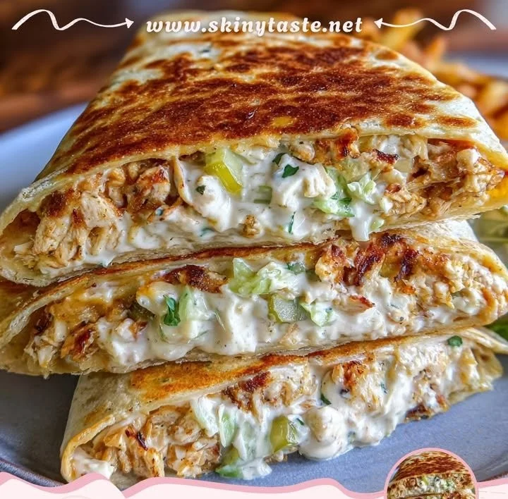 Dill Pickle Ranch Chicken Crunch Wrap Pie served on a plate