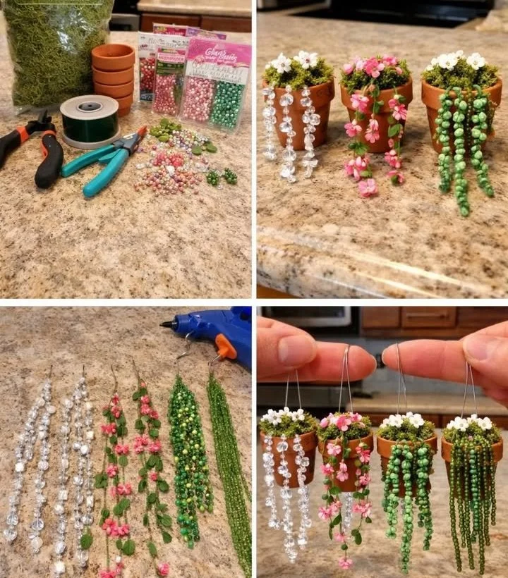 DIY beaded hanging plants for home decor