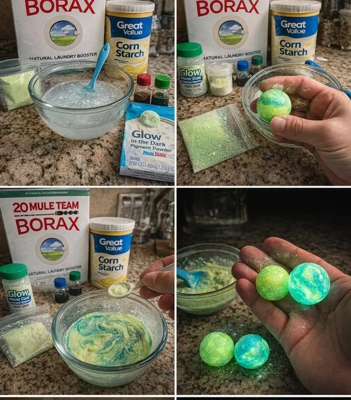 DIY swirl glowing bounce balls in various colors, perfect for kids' activities.