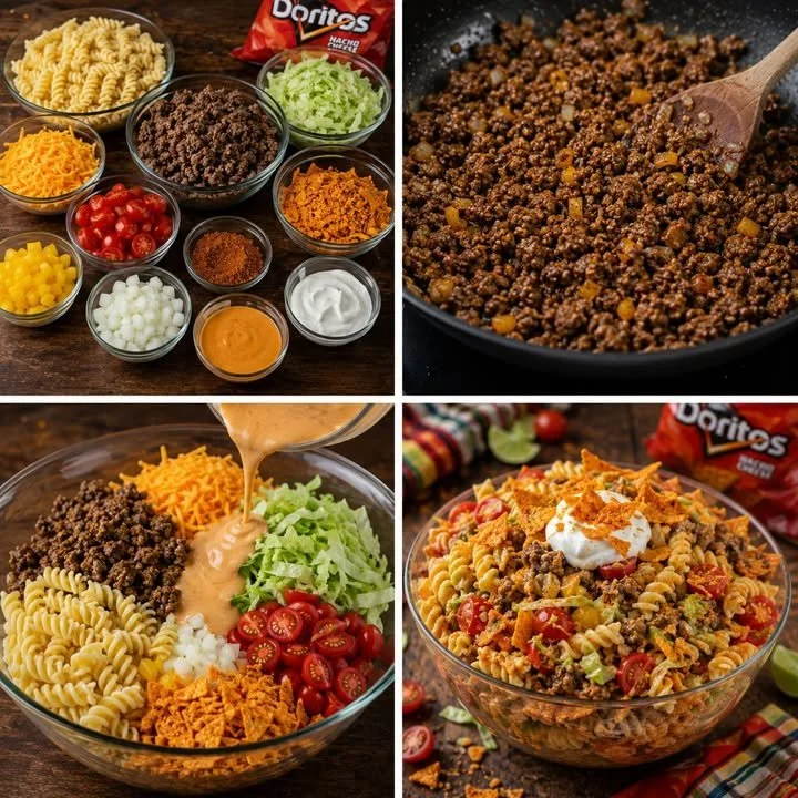 Delicious Doritos Crazy Taco Pasta Salad with vibrant colors and textures