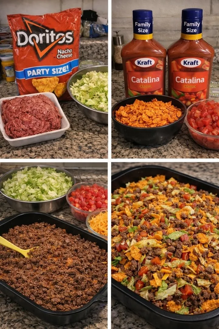 Colorful Doritos Taco Salad with vibrant toppings in a bowl