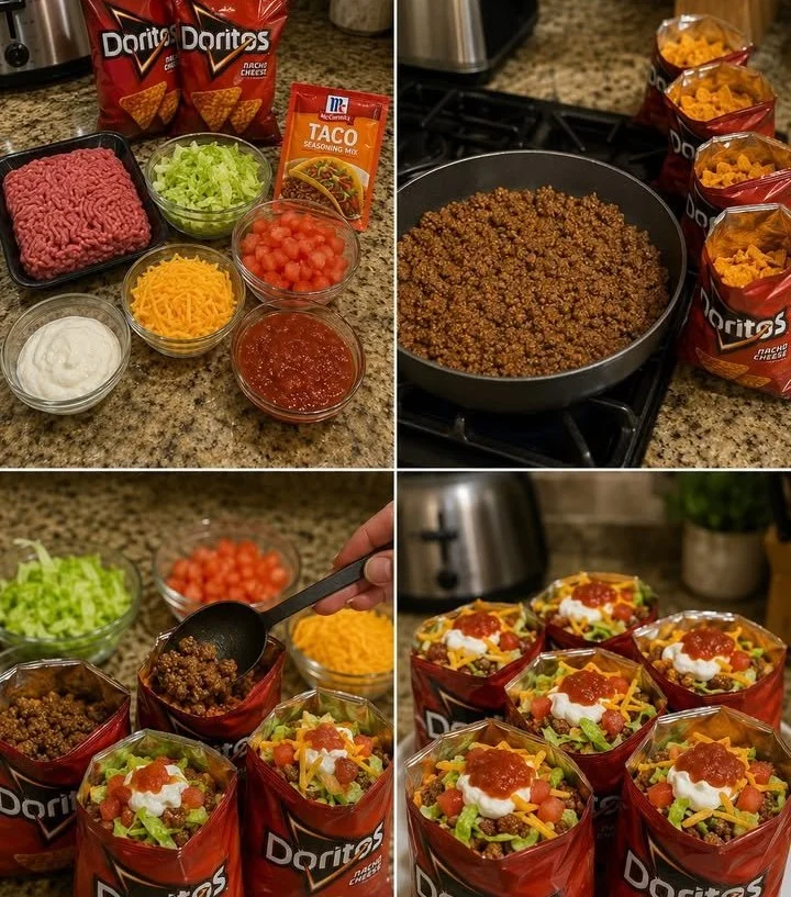 Delicious Doritos walking taco bags filled with tasty toppings