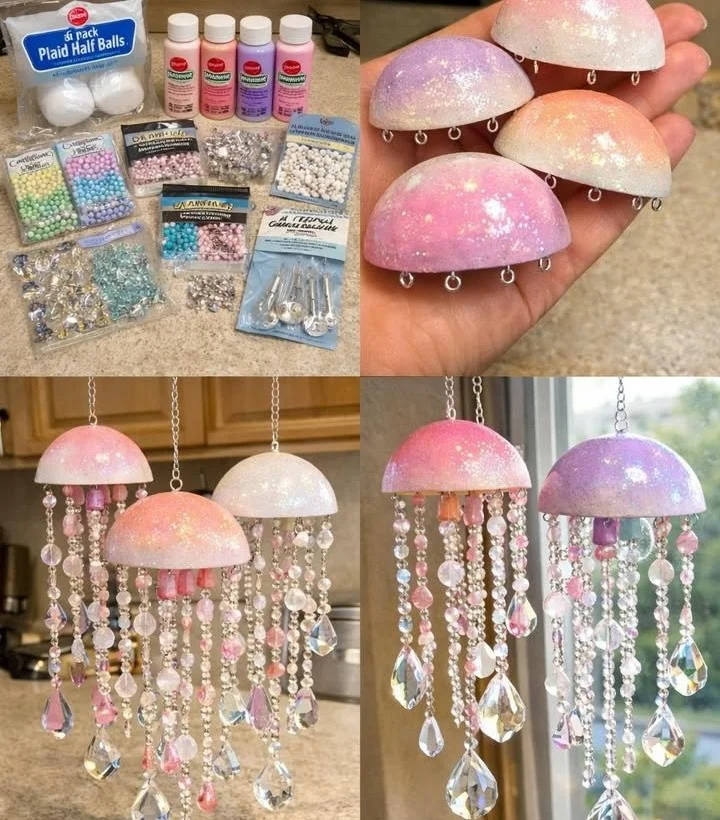 Dreamy jellyfish-style crystal mobiles for home decor