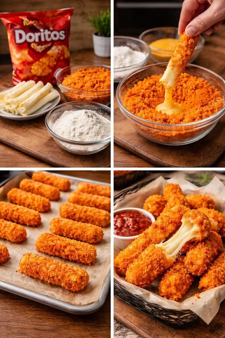 Plate of crispy fried cheese-stuffed Doritos sticks ready to eat