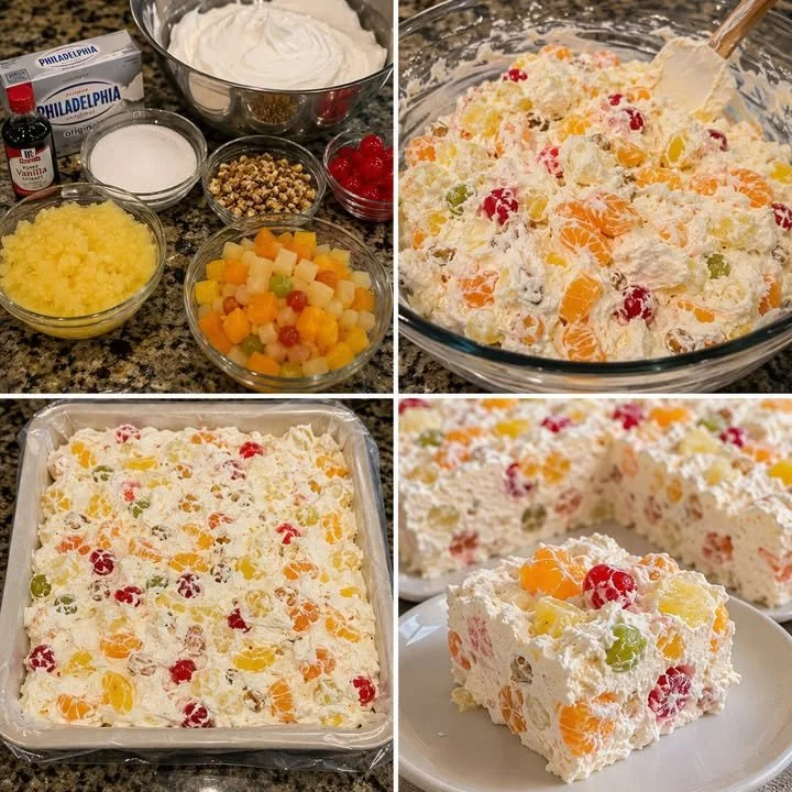 Bowl of colorful Frozen Fruit Salad with various fruits and icy texture