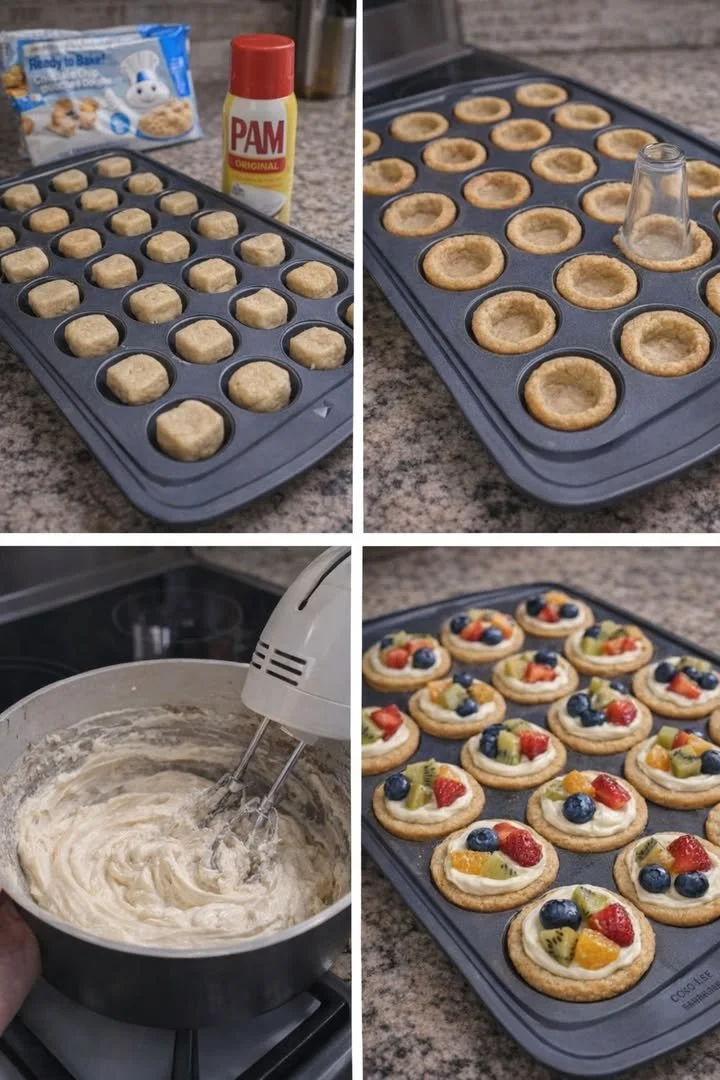Colorful fruit pizza cup topped with fresh fruits and cream cheese