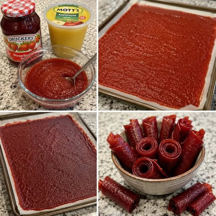Homemade strawberry roll-ups made from fresh strawberries and blended to perfection.