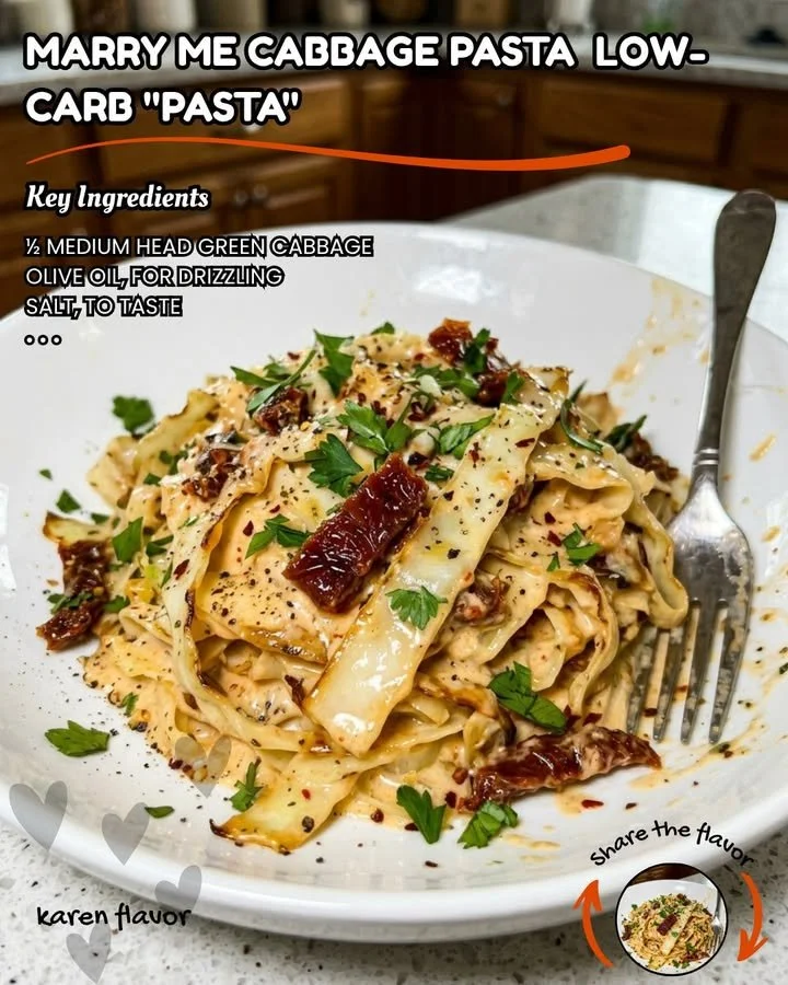 Delicious bowl of Marry Me Cabbage Pasta with fresh ingredients