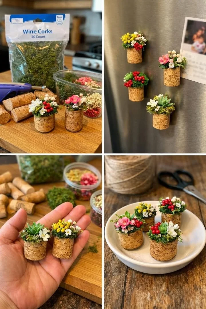 Creative mini planters crafted from recycled wine corks