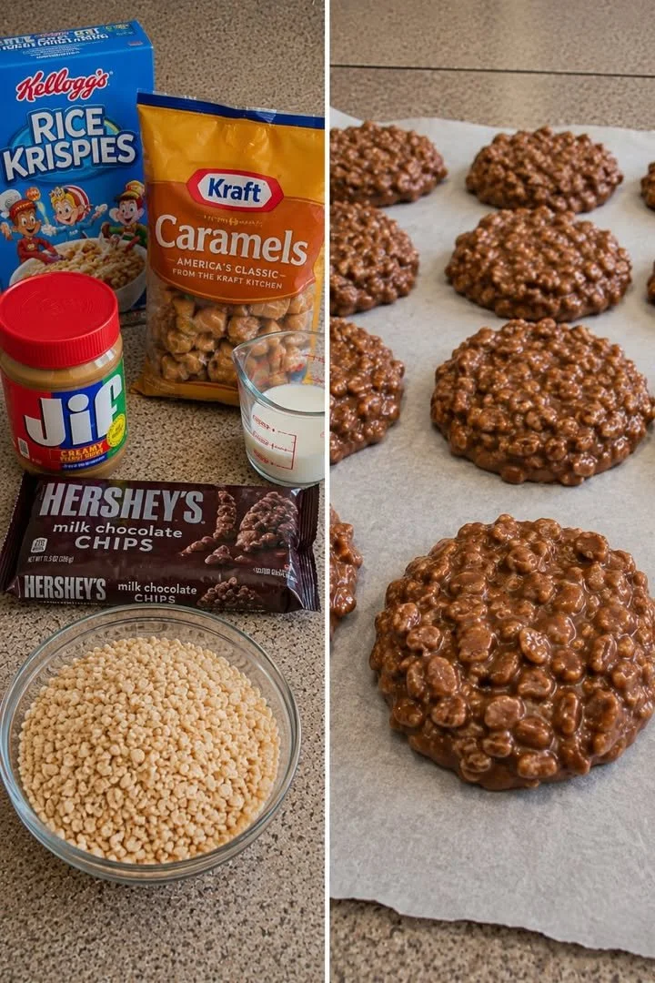 No-bake Star Crunch Cookies made with chocolate and crispy rice