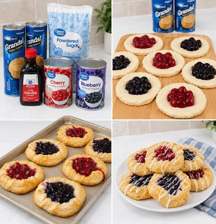 Delicious Pillsbury Grands pastries ready for baking and serving.