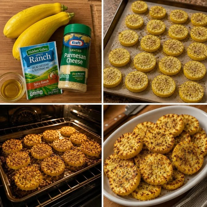 Roasted yellow squash topped with parmesan cheese, served as a side dish.