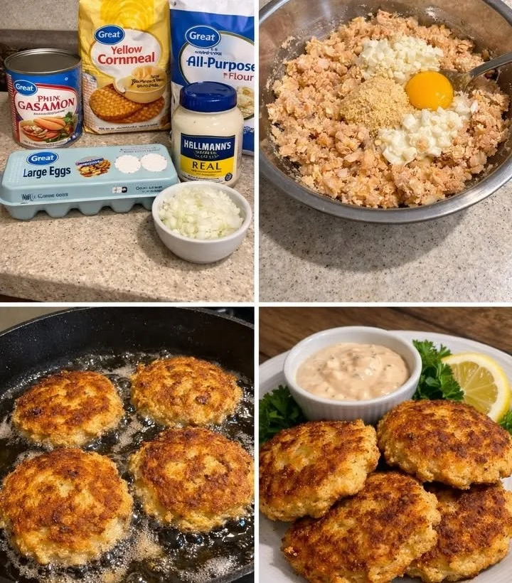 Southern Fried Salmon Patties served with dipping sauce