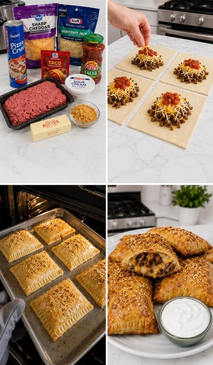 Delicious Taco Beef Pizza Pockets ready to enjoy