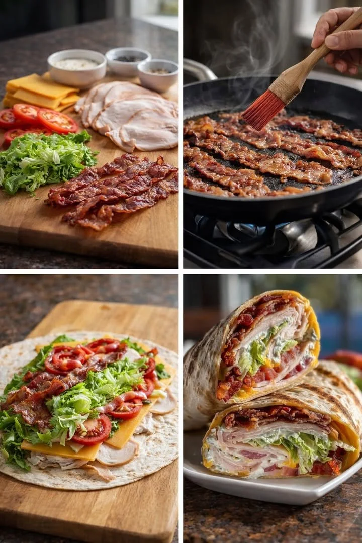 Delicious Turkey Ranch Club Wrap with fresh ingredients