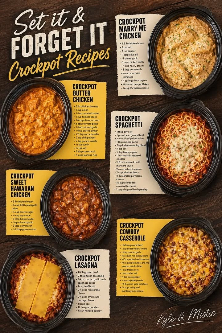 Delicious and easy crockpot dinners ready to serve.