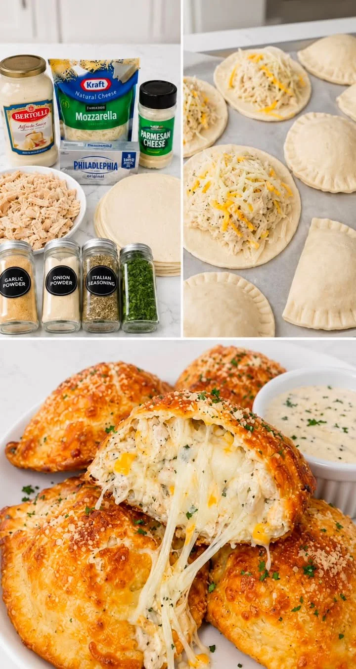 Delicious Alfredo Chicken Tacos stuffed in taco bombs