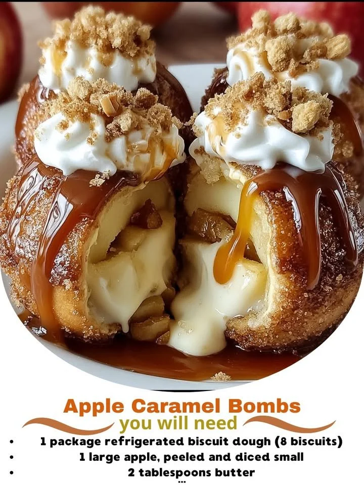 Delicious homemade apple caramel bombs for a sweet treat.