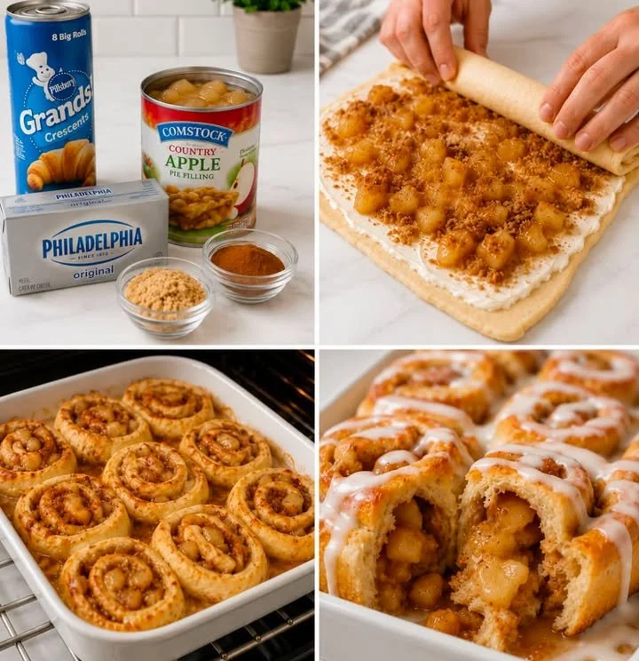 Apple Pie Crescent Rolls with flaky dough and warm apple filling