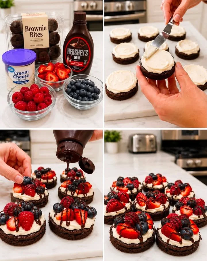 Delicious Brownie Fruit Pizzas topped with fresh fruits