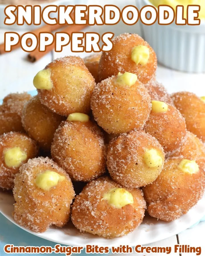 Cinnamon sugar bites with a creamy vanilla filling on a plate