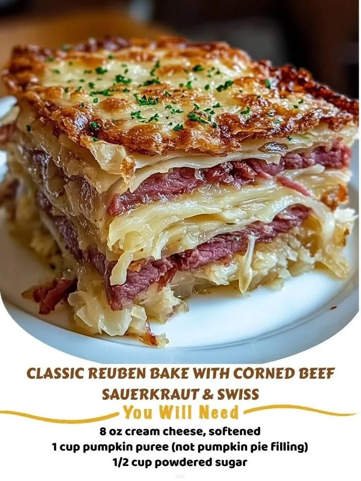 Delicious Classic Reuben Bake served in a dish