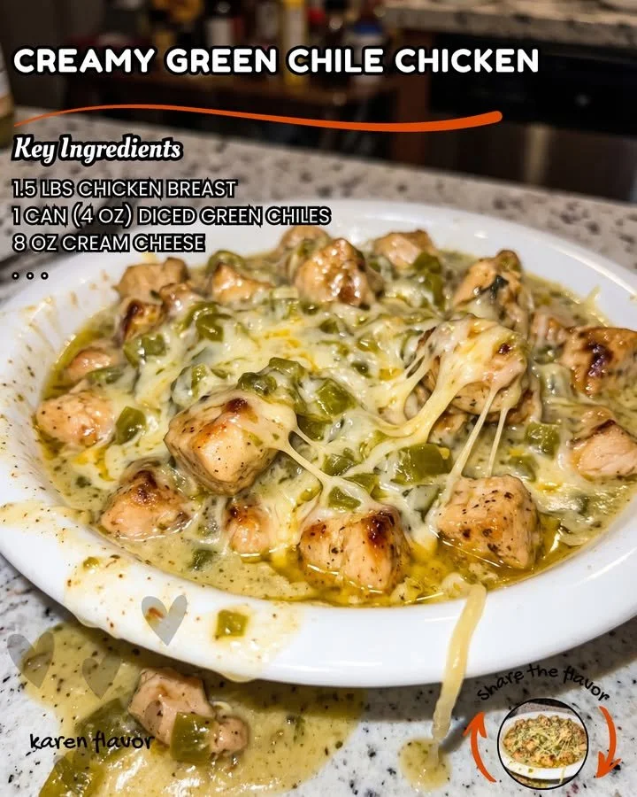 Creamy green chile chicken dish with fresh ingredients