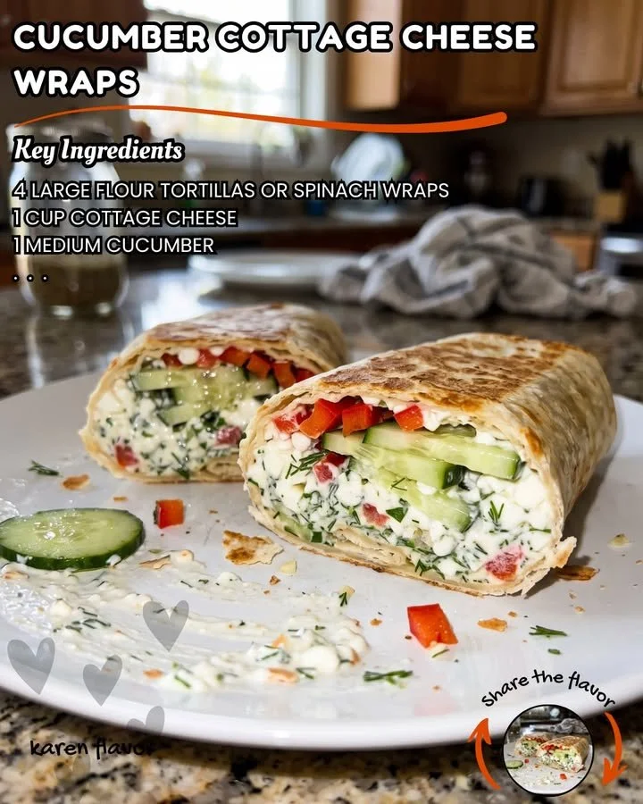 Delicious cucumber cottage cheese wraps on a plate ready to serve