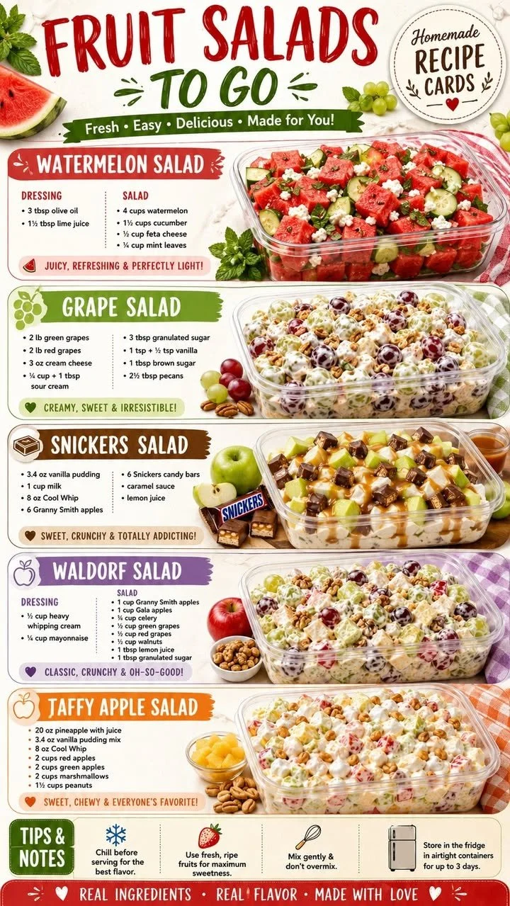 Fresh fruit salads to go in vibrant containers