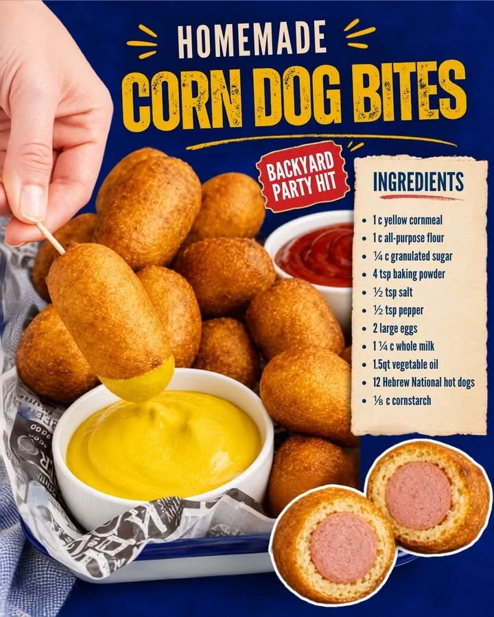 Delicious homemade corn dog bites served with dipping sauce