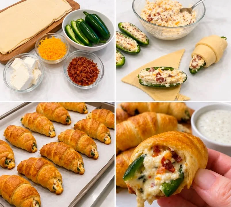 Jalapeno popper crescent rolls filled with cheese and jalapenos