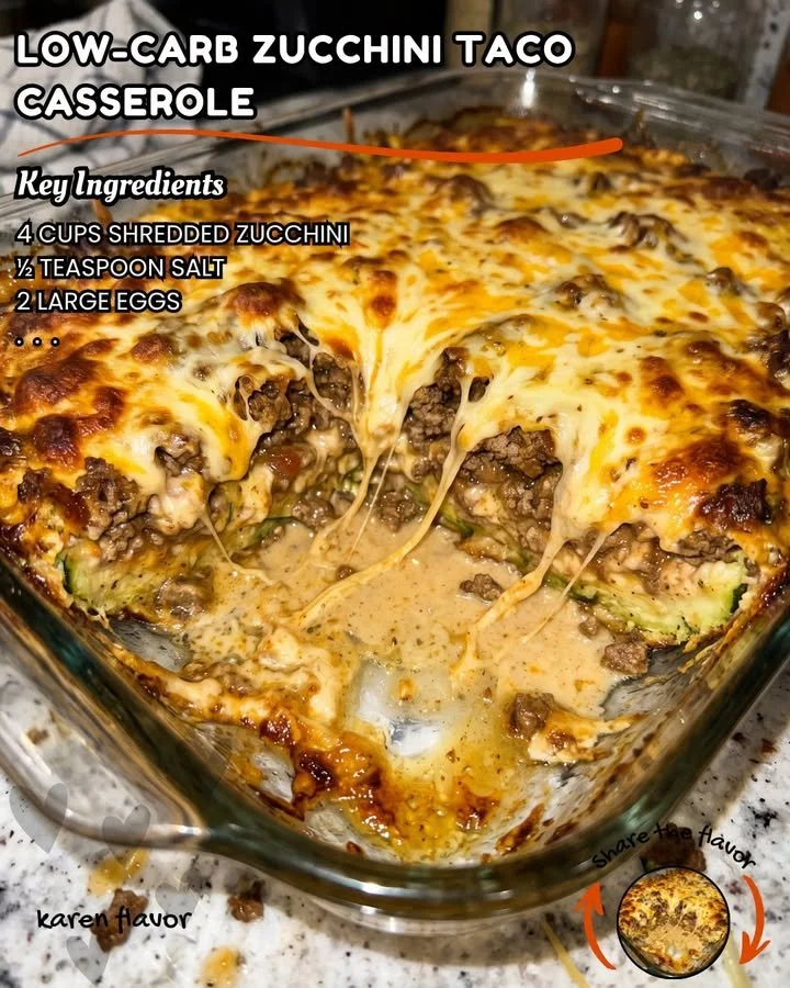 Low-carb zucchini taco casserole dish served in a bowl