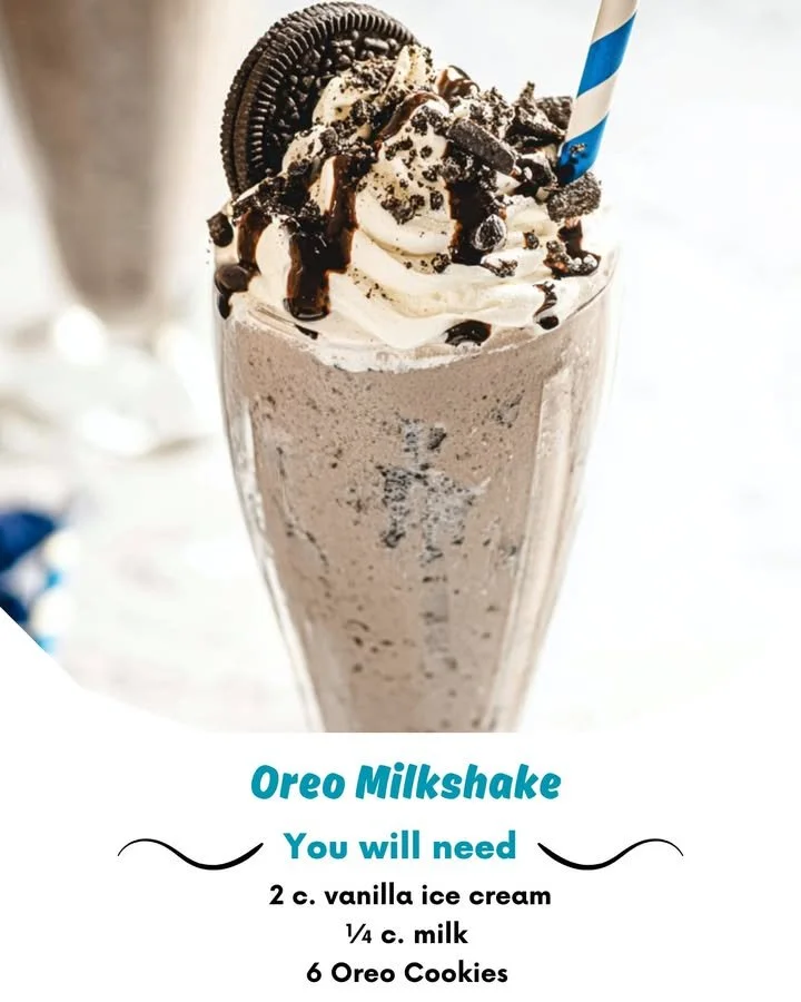 Delicious Oreo Milkshake topped with whipped cream and crushed Oreos