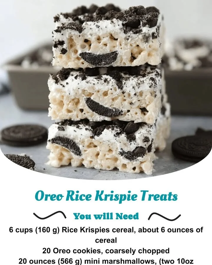 Delicious homemade Oreo Rice Krispie Treats displayed on a plate.
