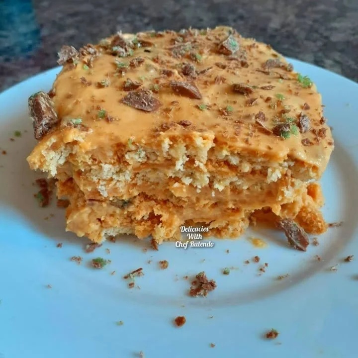 Delicious Peppermint Crisp Tart with layers of cream and mint chocolate.