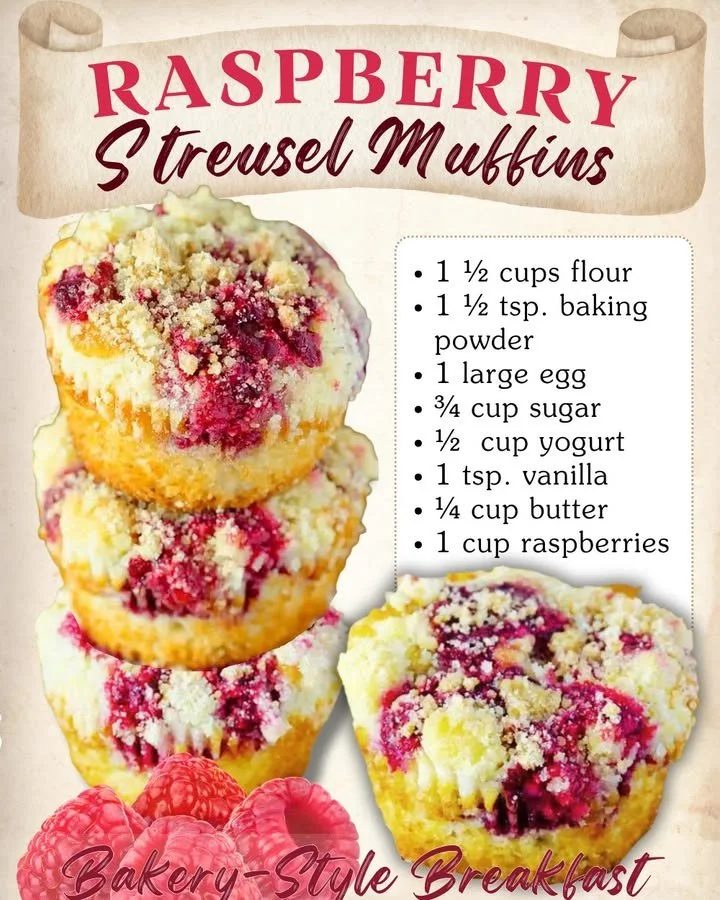 Freshly baked raspberry streusel muffins on a cooling rack