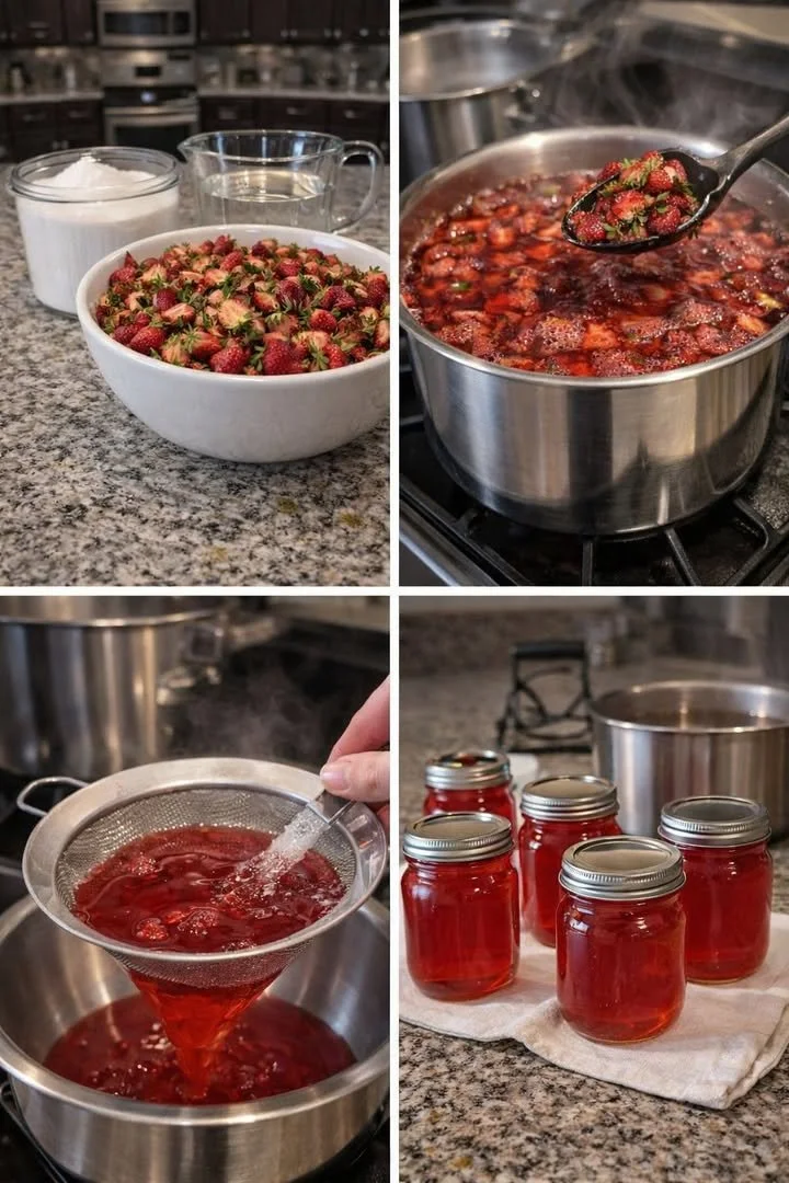 Bottle of Strawberry Tops Syrup for desserts and breakfast toppings