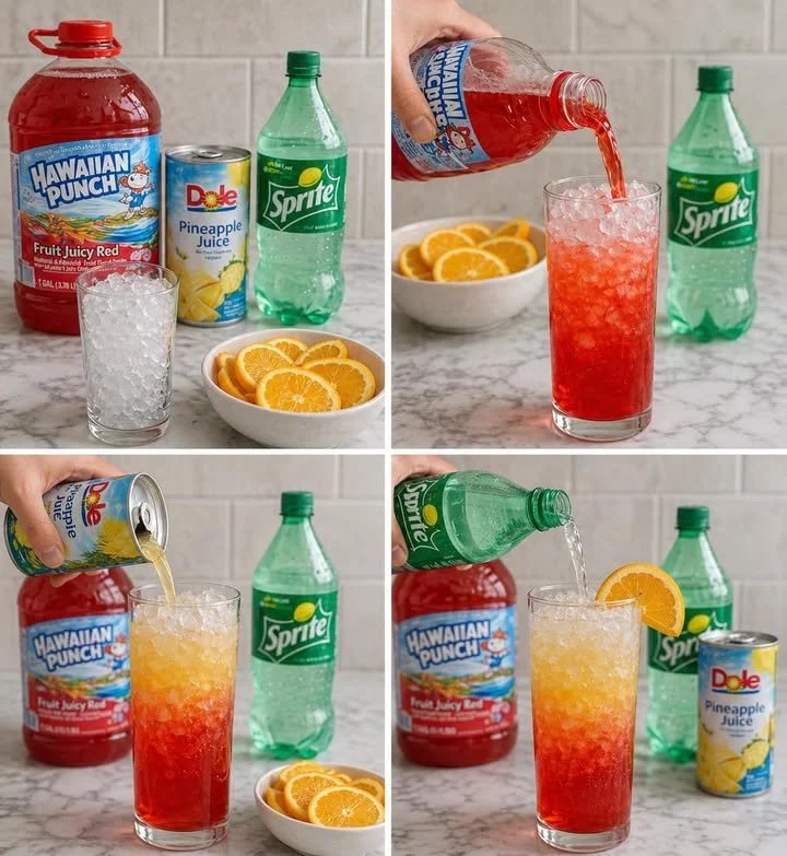 Chilled summer drink with vibrant fruits and ice in a glass