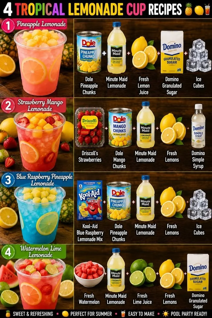 Colorful Tropical Lemonade Cups ready for a summer celebration