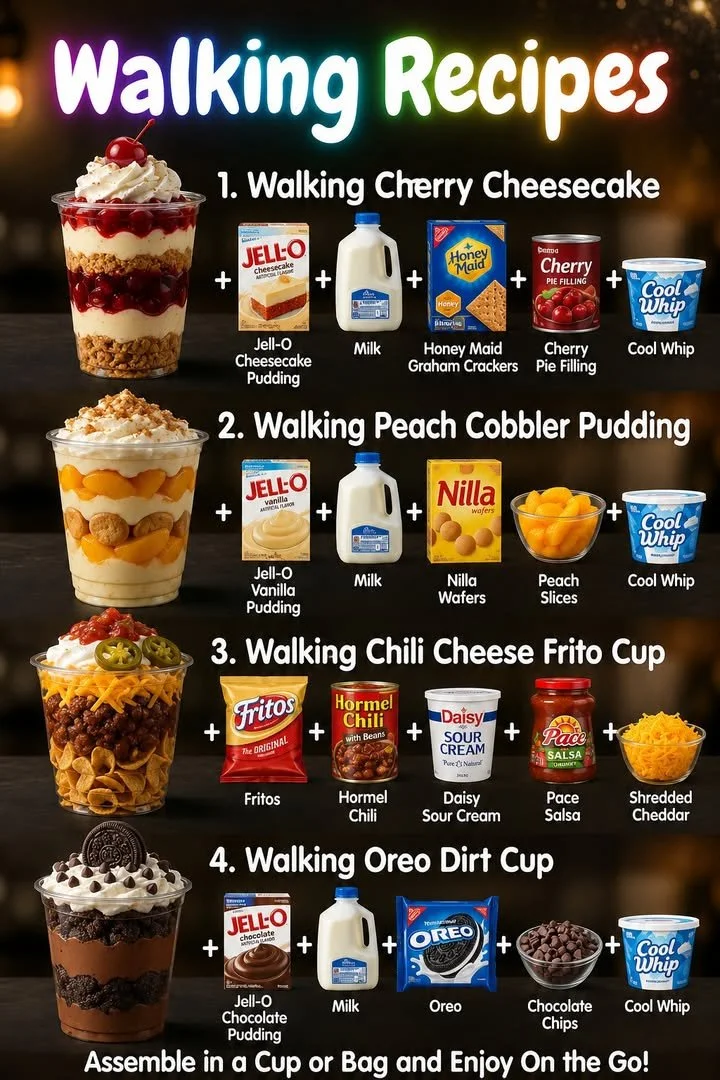 A variety of walking recipes for healthy meals and snacks on the go